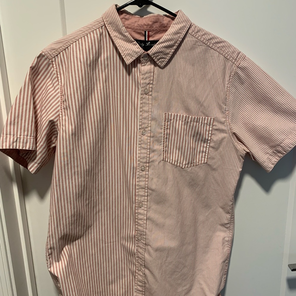 Pink short sleeved button down shirt